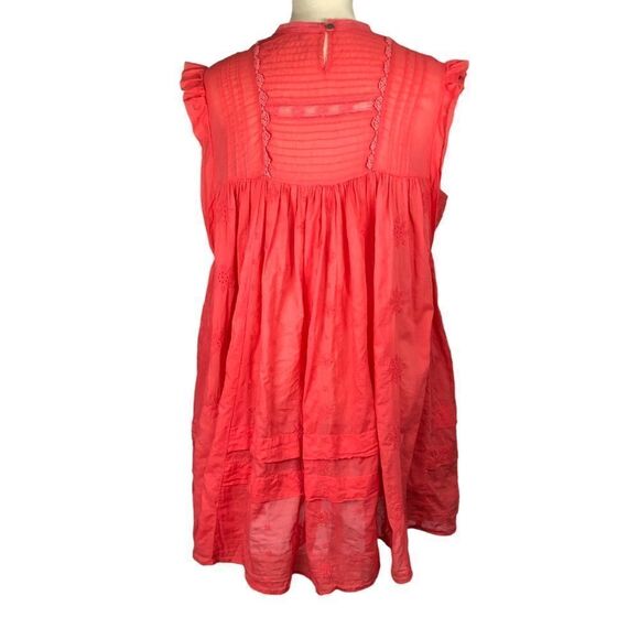 Free People Nobody Like You Cotton Peasant Dress w/ Pockets Coral Size Medium - Picture 4 of 14